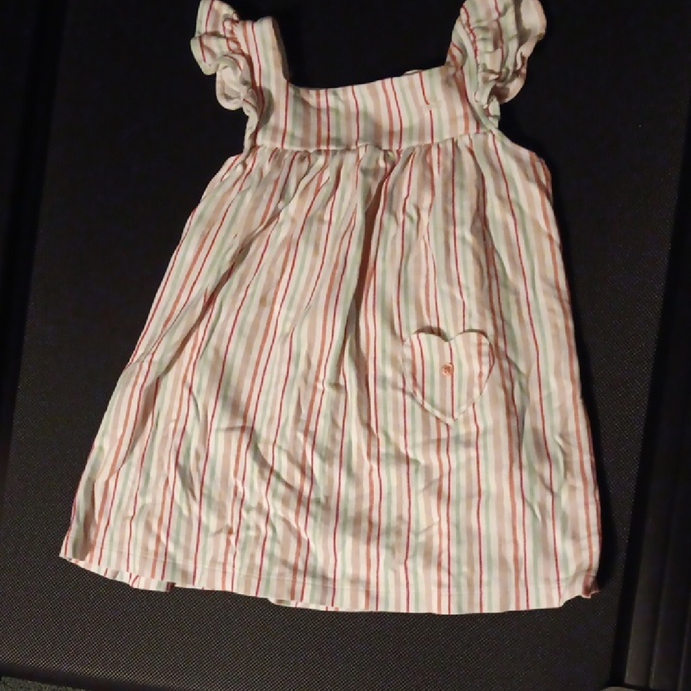 Striped Sleeveless Dress with Heart Pocket